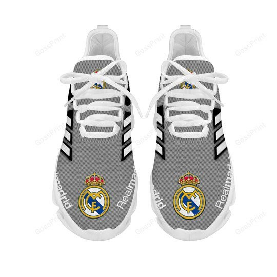 Custom Real Madrid Grey White Stripes Max Soul Shoes for Men and Women MS0601