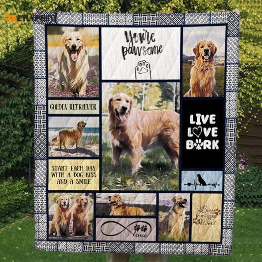 Golden Retriever Start Each Day Withdog Kiss 3D Quilt Blanket For Fans Home Decor Gift ,  Soft Quilt, King Size, All Season Cozy Quilt QB0901