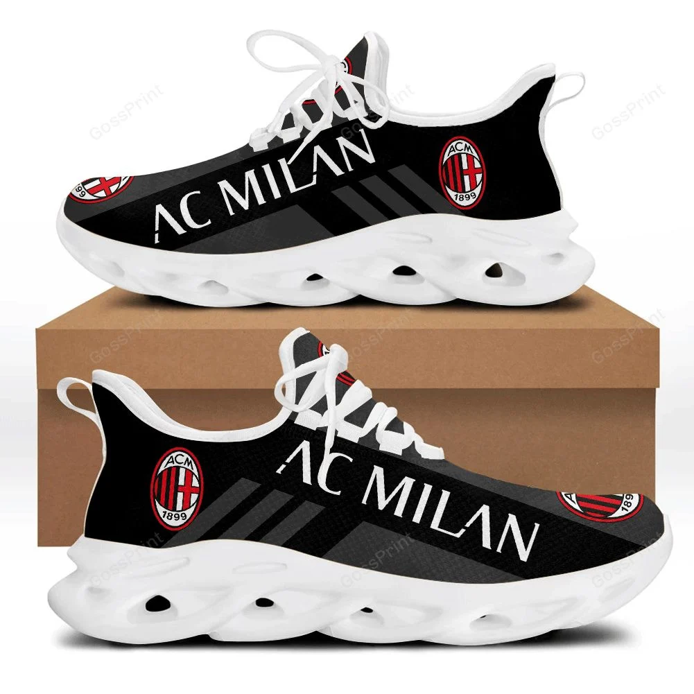 Custom AC Milan Black Grey Line Max Soul Shoes Men Women MS0601