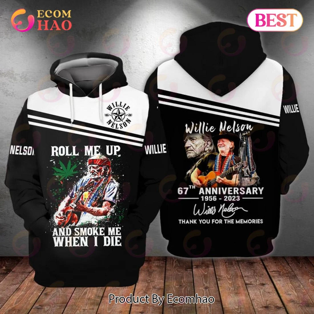 67th Anniversary 1956 – 2023 Willie Nelson Guitar Weed Roll Me Up And Smoke Me When I Die 3D Shirts, Zip Hoodie, Man – Women, Warm, Premium Quality HZ0501