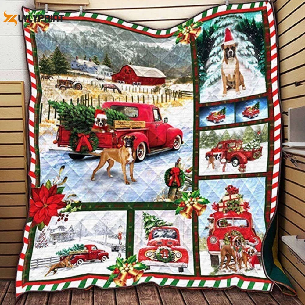 Boxer And Christmas Love Reality 3D Customized Quilt ,  Soft Quilt, King Size, All Season Cozy Quilt QB0901