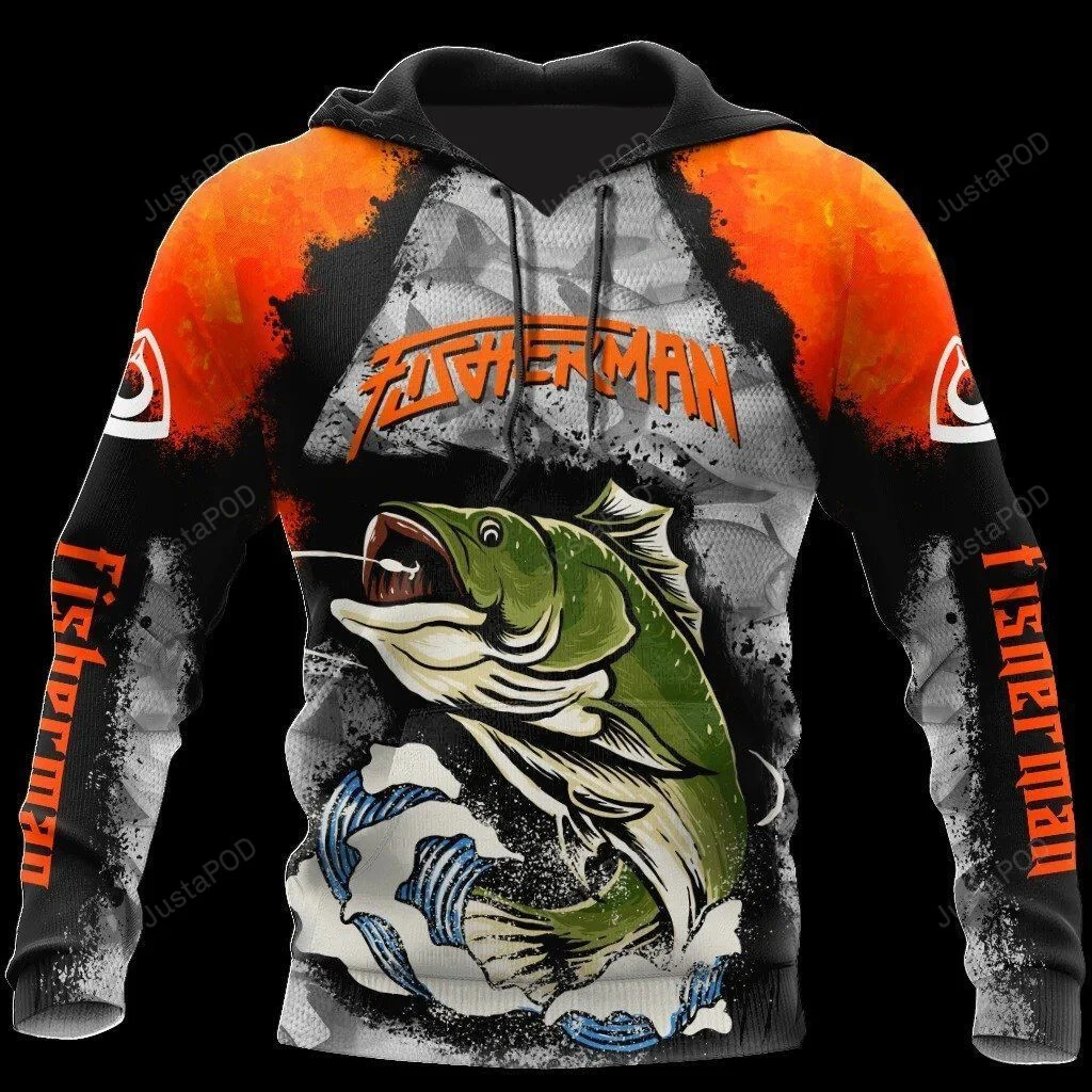 Fisherman Big Game Fishing Orange 3D All Over Printed Hoodie, Zip- Up Hoodie HZ0501