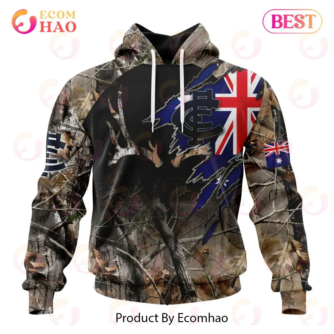 AFL Carlton Football Club Special Camo Realtree Hunting 3D Hoodie, Zip Hoodie, Man - Women, Warm, Premium Quality HZ0501
