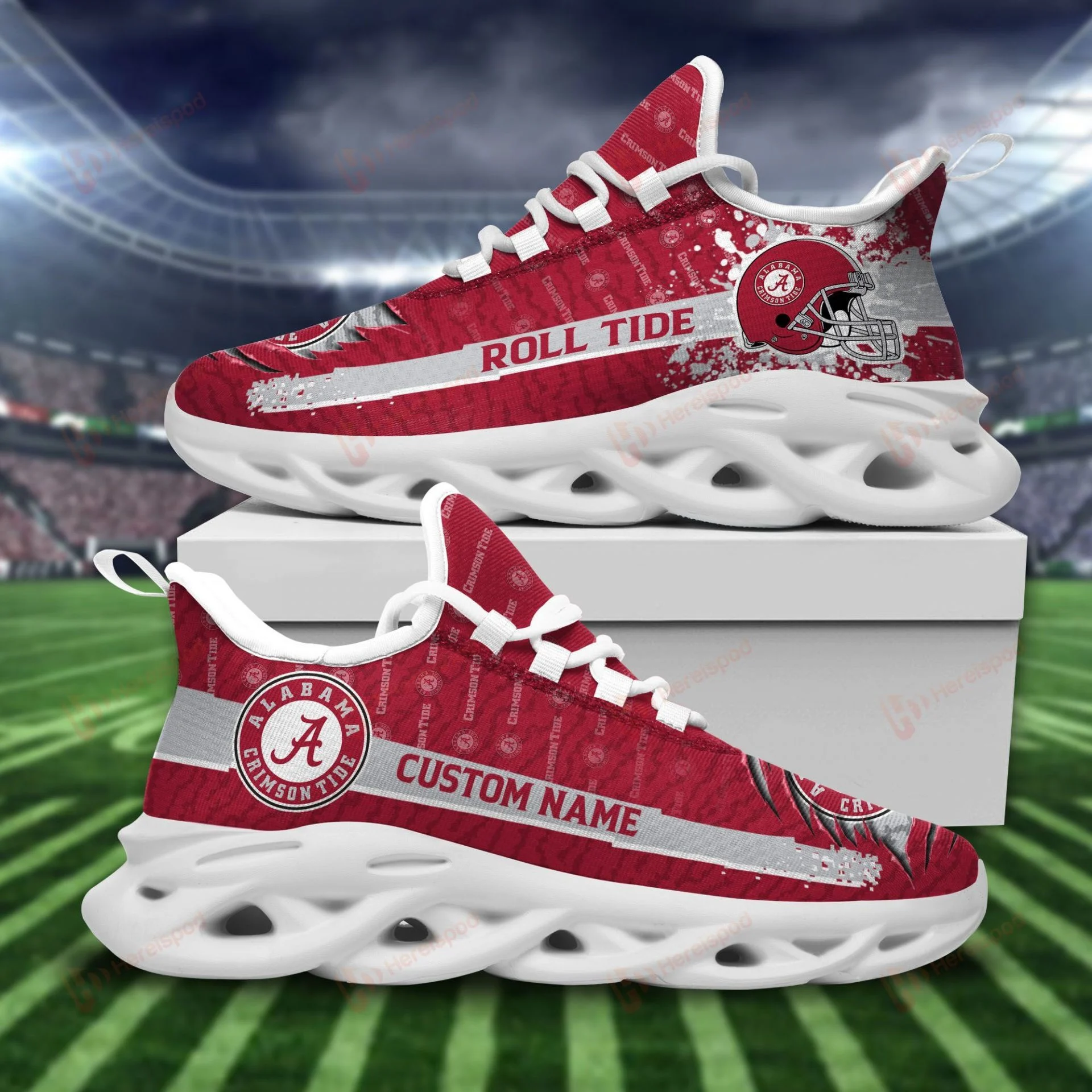 NCAA Alabama Crimson Tide Custom Name Max Soul Shoes V6 for Women and Men MS0601
