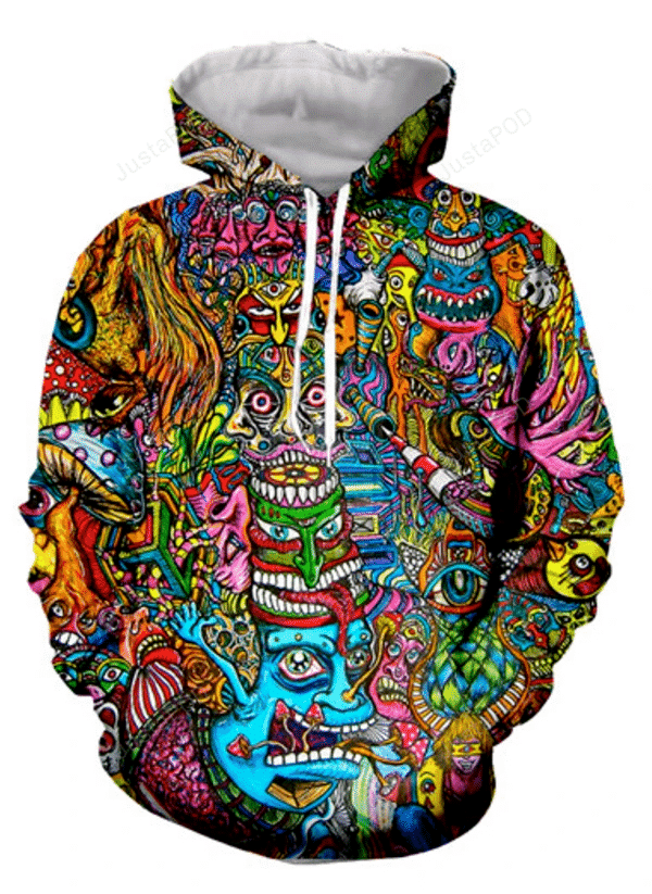Colorful Trippy 3D All Over Print Hoodie, Zip-up Hoodie HZ0501