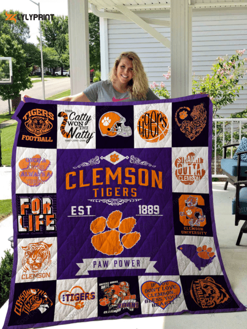 Clemson Tigers Quilt For Fans Home Decor Gift , Soft Quilt, King Size, All Season Cozy Quilt QB0901