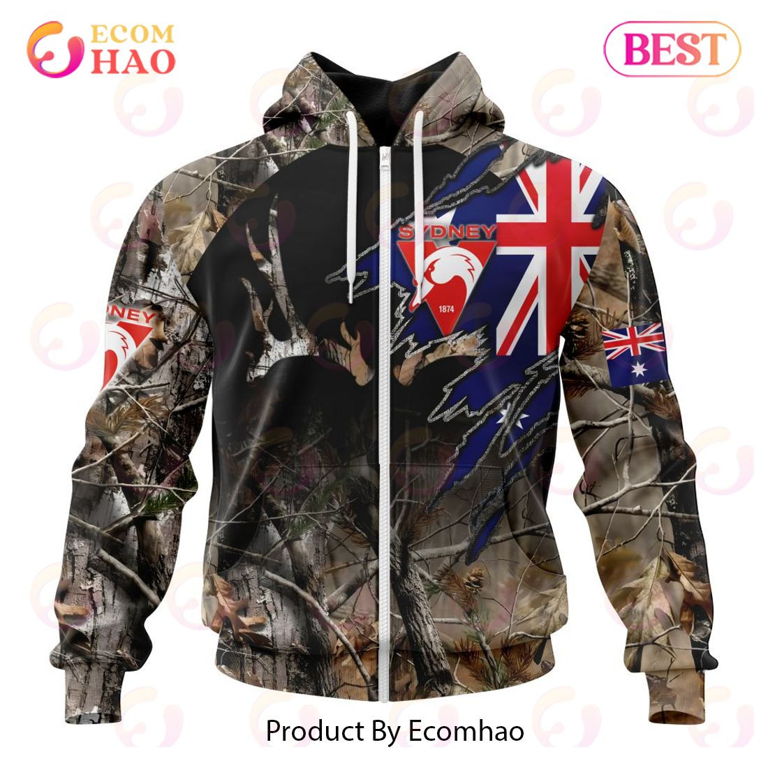 AFL Sydney Swans Special Camo Realtree Hunting 3D Hoodie, Zip Hoodie, Man - Women, Warm, Premium Quality HZ0501