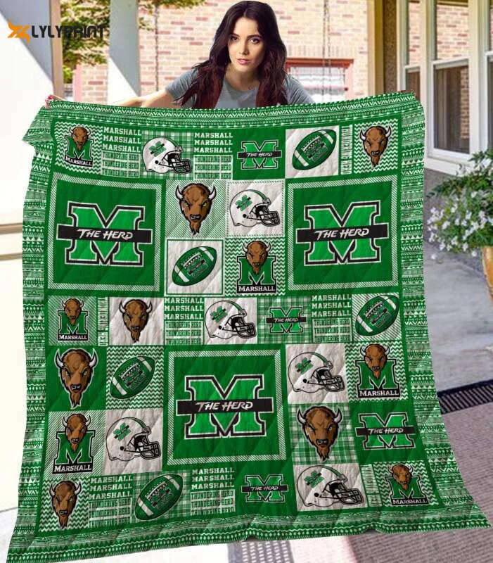 Marshall Thundering Herd 1 Quilt Blanket For Fans Home Decor Gift , Soft Quilt, King Size, All Season Cozy Quilt QB0901