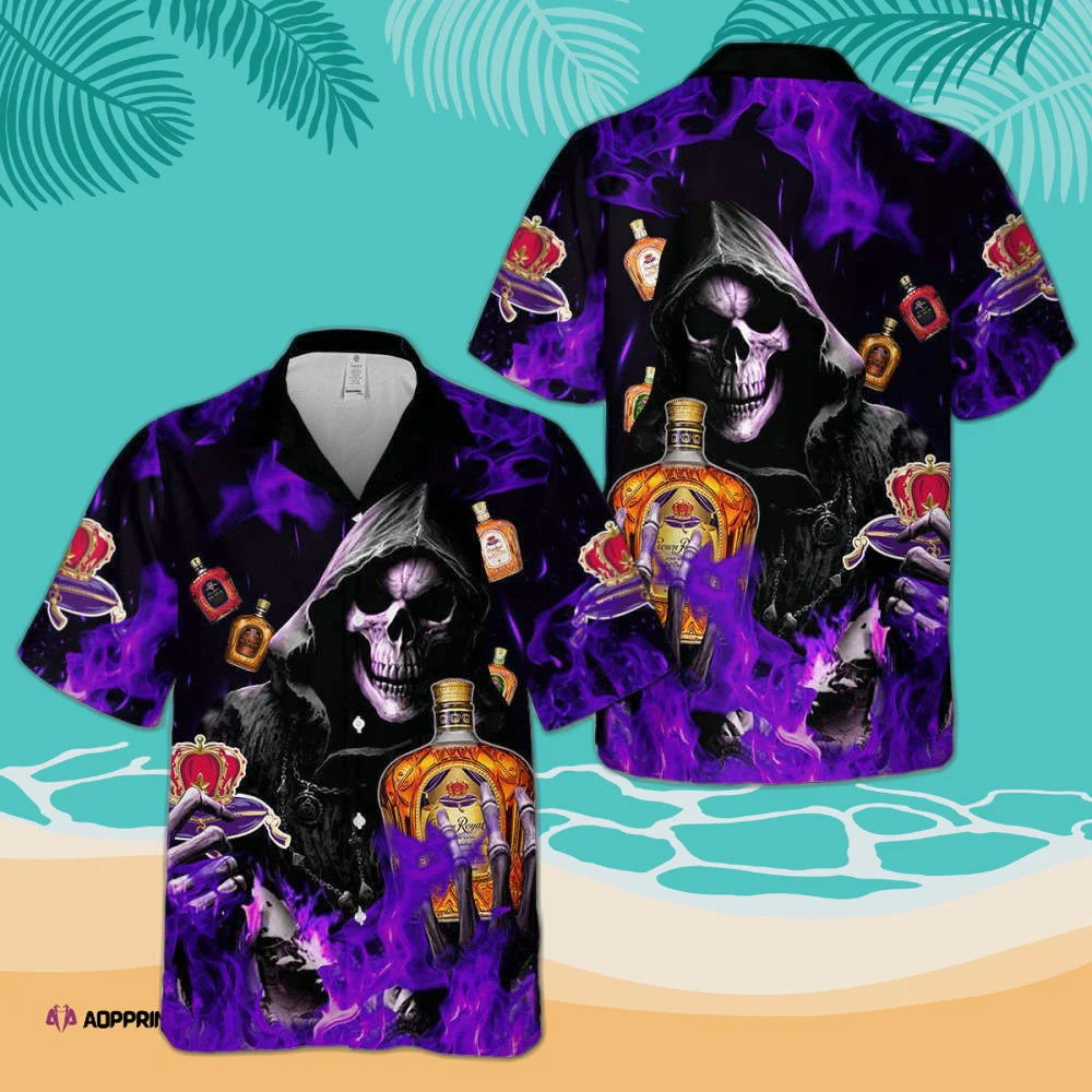 Crown Royal Flame Smiling Death Hawaiian Shirt HW0601