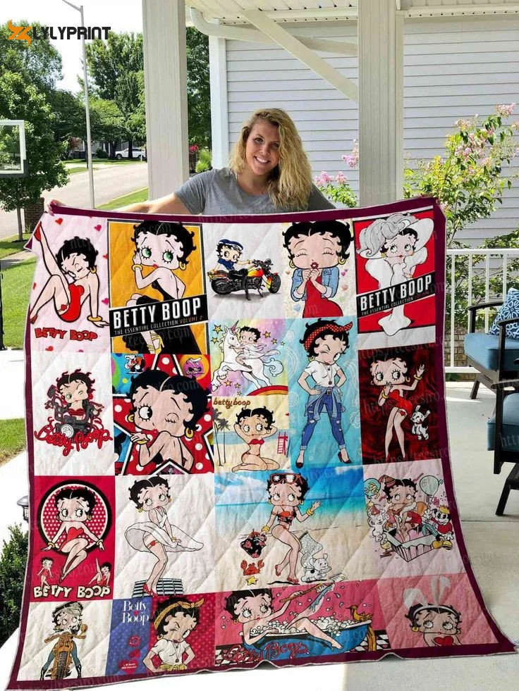 Betty Boop Blanket Quilt CH, Gift for Fan Home Decor, Gift for Fan Home Decor , Soft Quilt, King Size, All Season Cozy Quilt QB0901