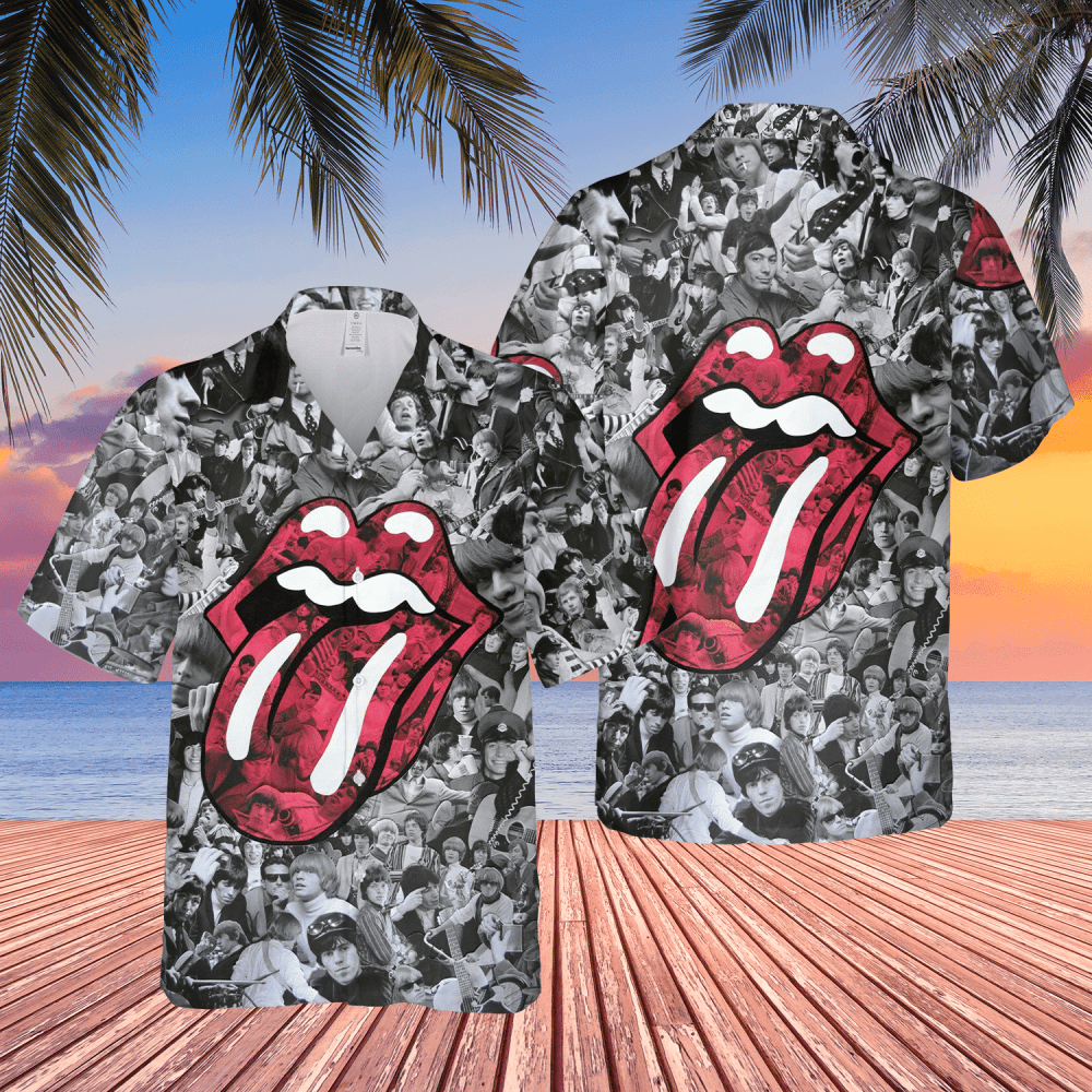 The Rolling Stones Band Black n White Images Patterns Hawaiian Shirt HW0601