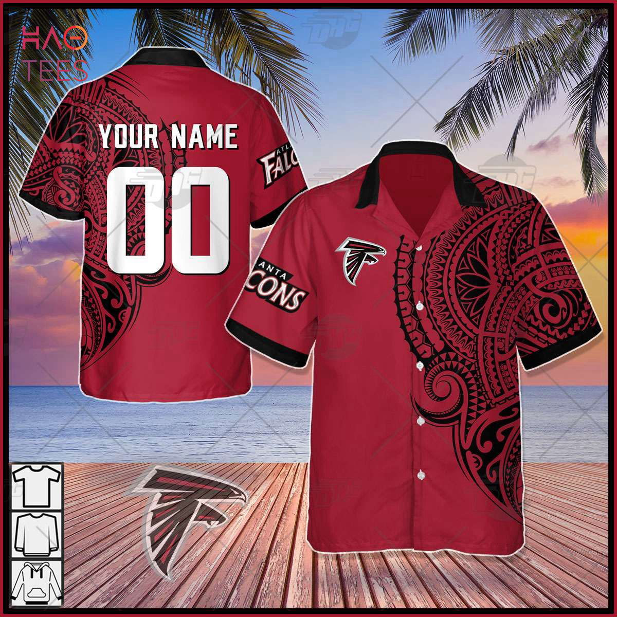 Trending Personalize NFL Atlanta Falcons Polynesian Tattoo Design Hawaiian Red Shirt HW0601