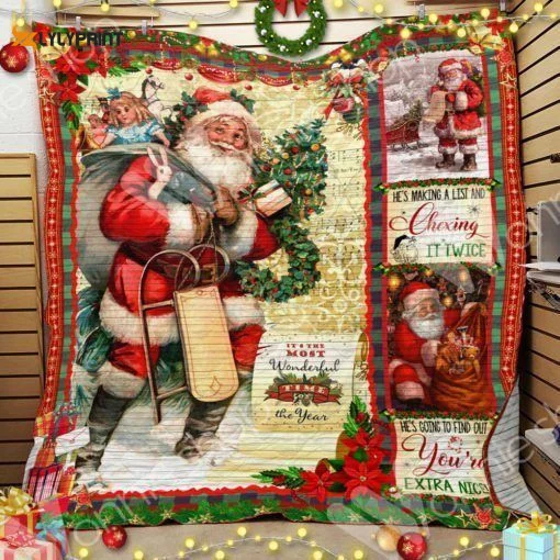 Santa Christmas 3D Customized Quilt , Soft Quilt, King Size, All Season Cozy Quilt QB0901