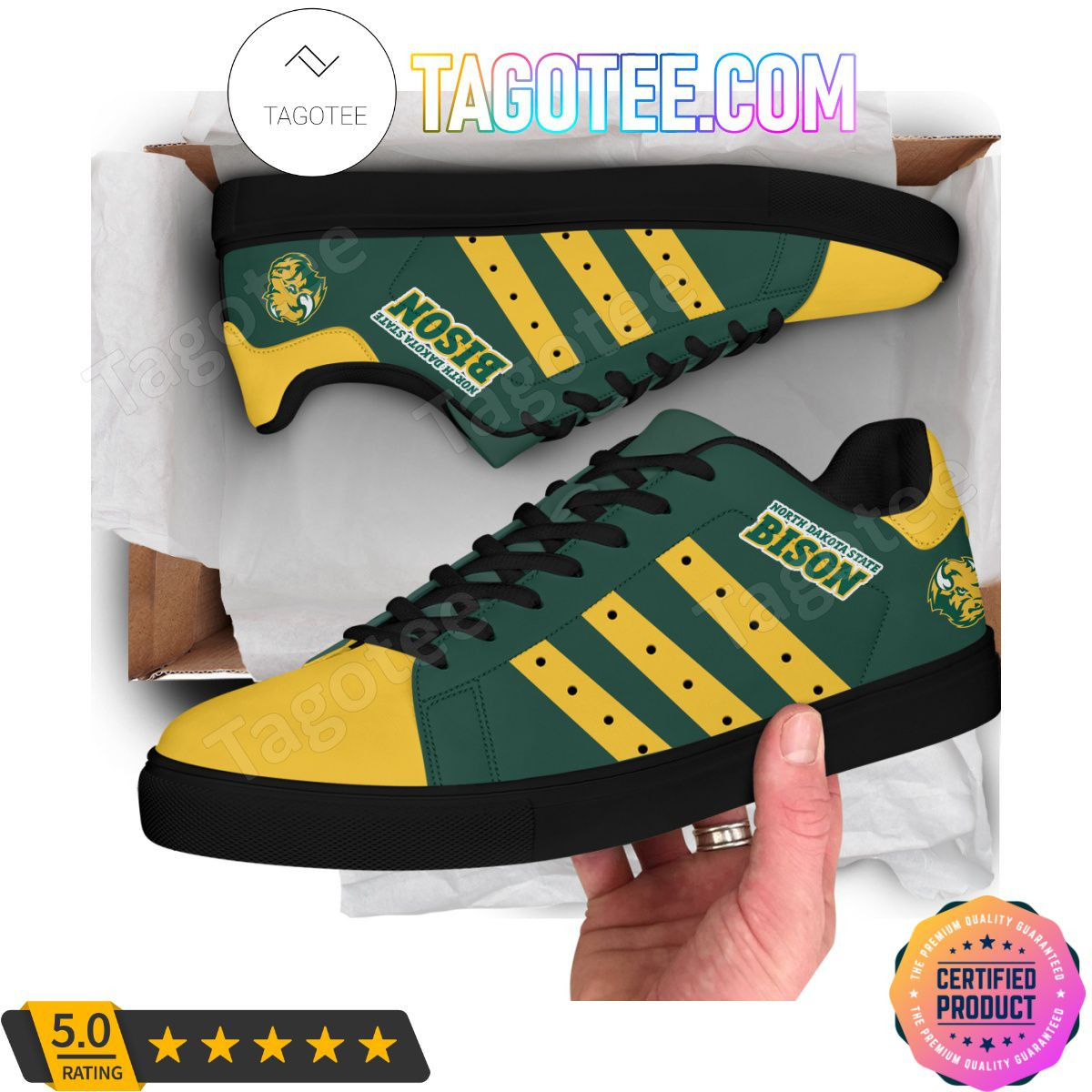 NCAA North Dakota State Bison Green Yellow Stan Smith Shoes , Trendy Style Sneakers ST0801