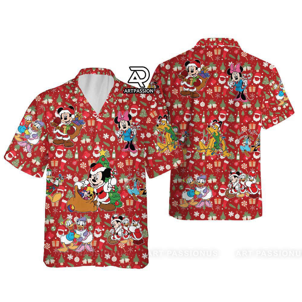 Santa Mickey Hawaiian Shirt, For Men Women, Red Disney Hawaiian Shirts HW0601