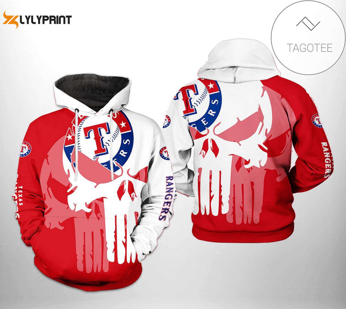 Texas Rangers Skull Red Hoodie – Stylish AOP Shirt for Fans HZ0501
