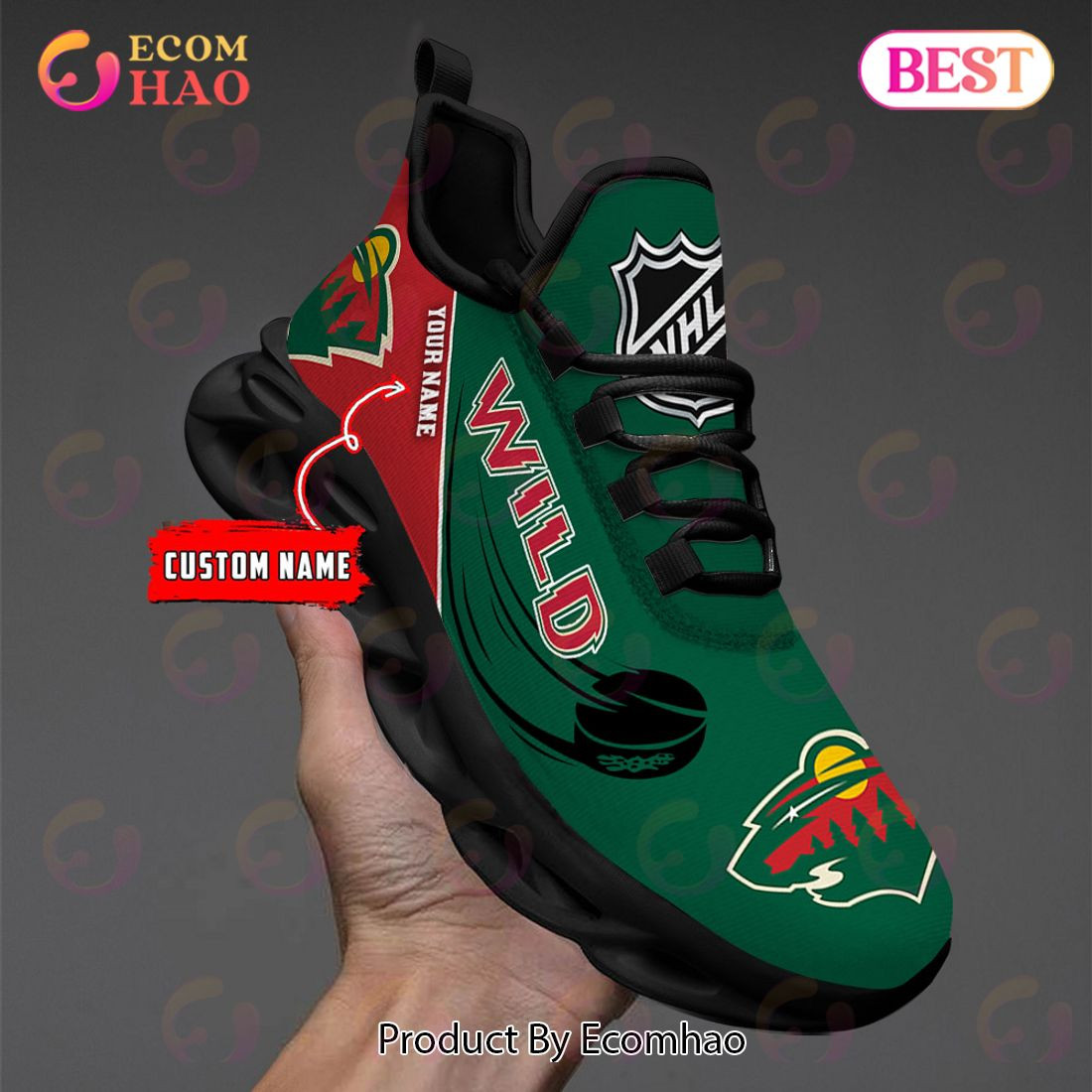 Custom Name Minnesota Wild Max Soul Shoes, Sneakers  Unisex sneakers MS0601