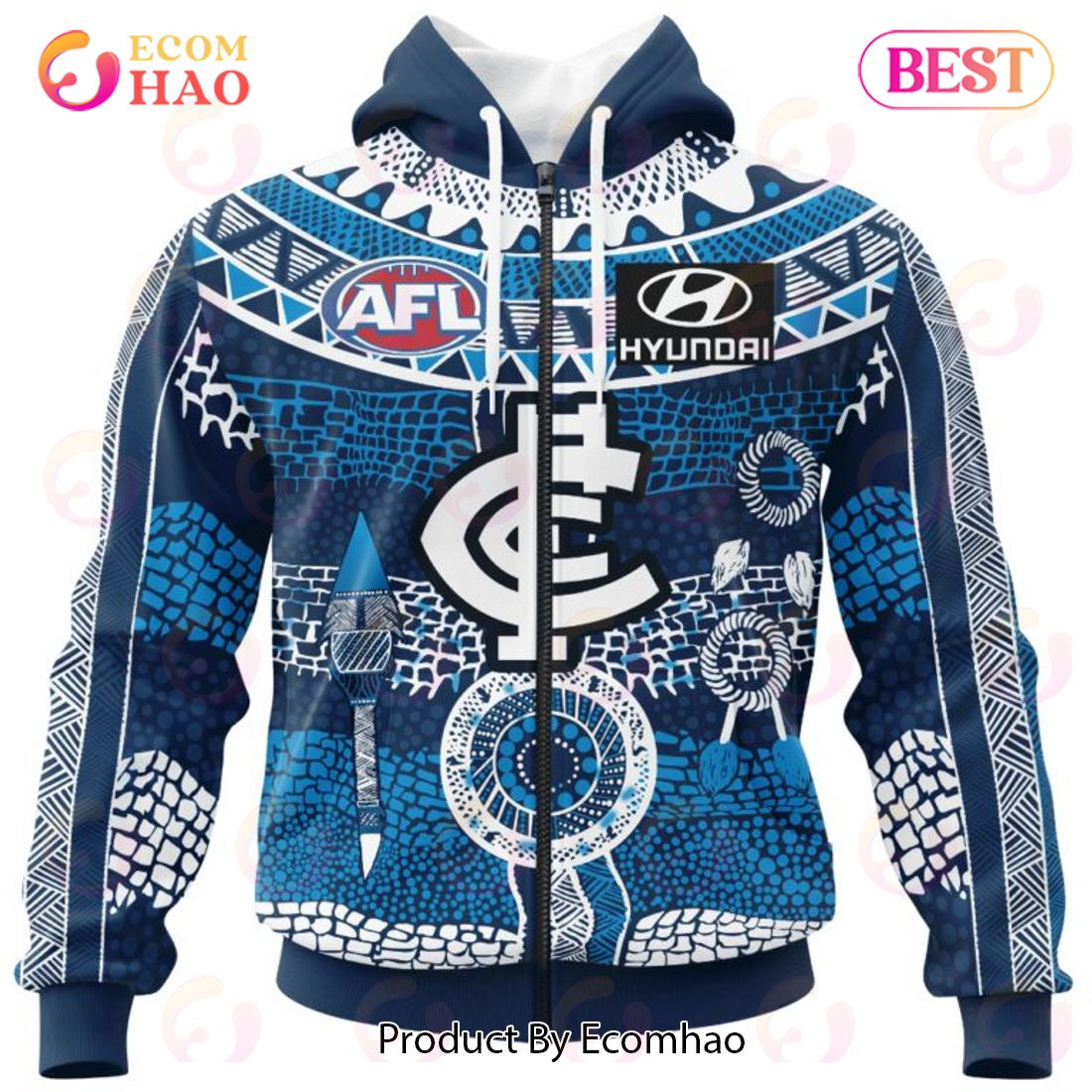 AFL Carlton Football Club Special Indigenous Design 3D Hoodie, Zip Hoodie, Man - Women, Warm, Premium Quality HZ0501