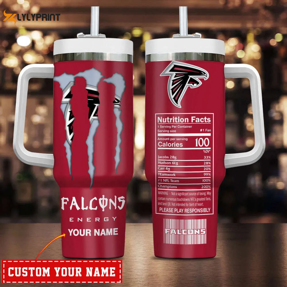 Atlanta Falcons Energy Nutrition Facts Personalized Stanley Tumbler 40Oz 0501TB40