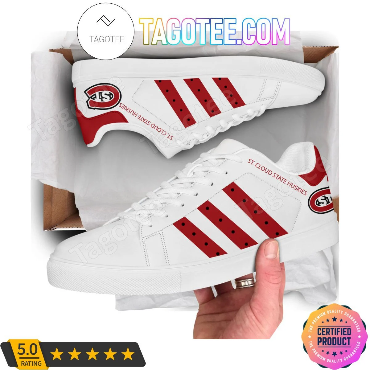 NCAA St. Cloud State Huskies White Stan Smith Shoes , Trendy Style Sneakers ST0801