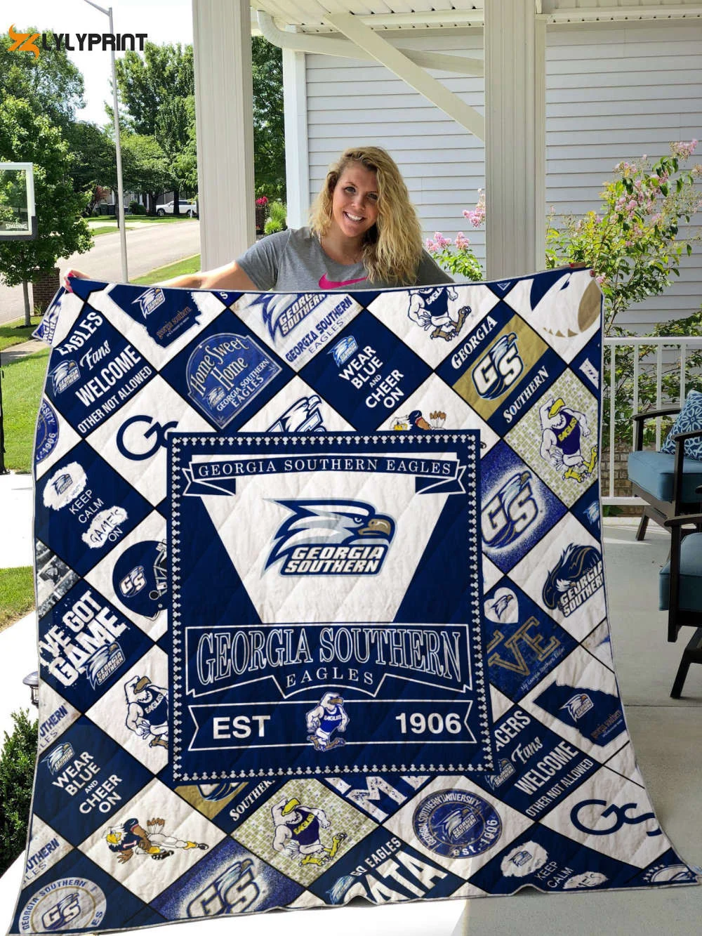 Georgia Southern Eagles Quilt Blanket For Fans Home Decor Gift , Soft Quilt, King Size, All Season Cozy Quilt QB0901