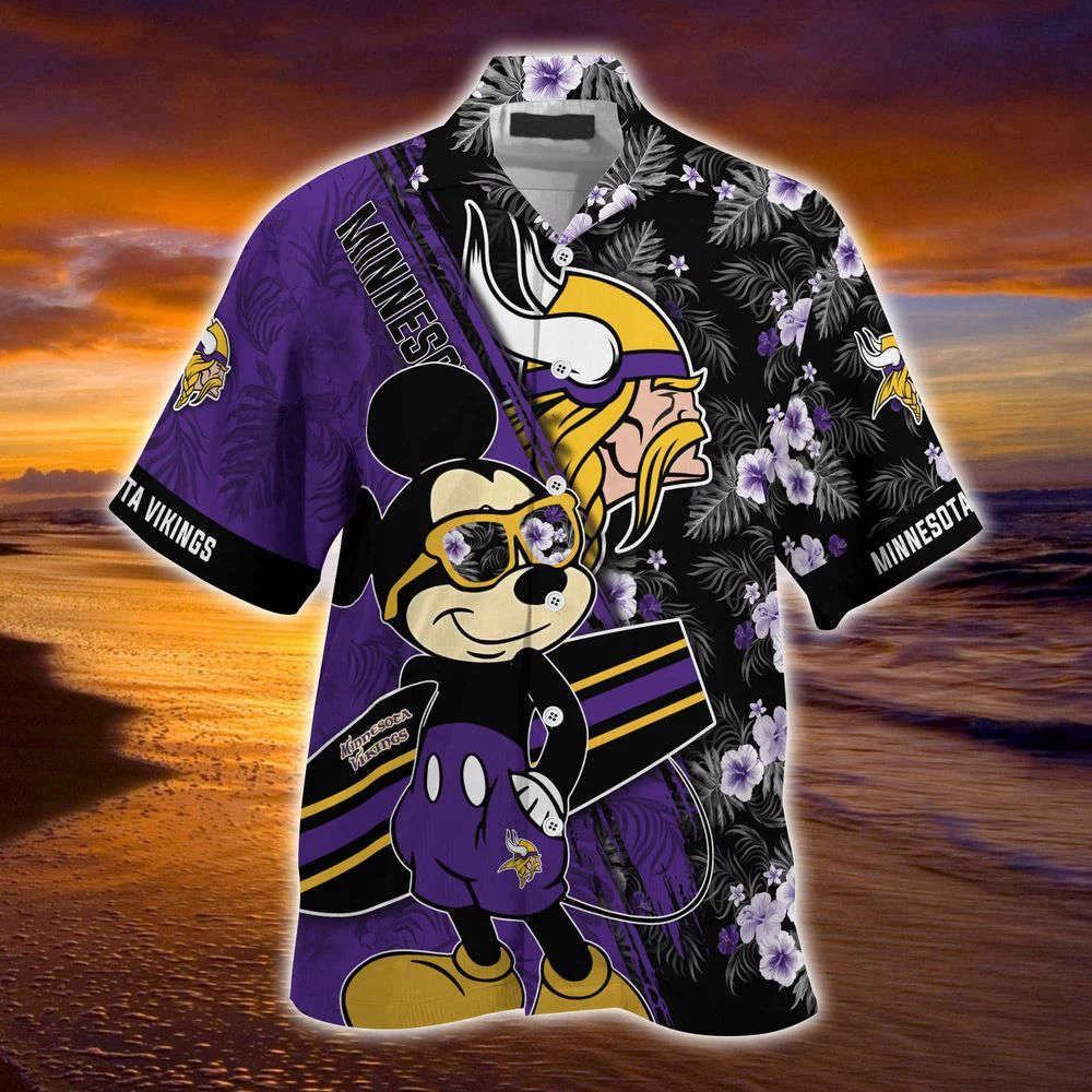 Minnesota Vikings NFL-Summer Hawaii Shirt Mickey And Floral Pattern For Sports Fans HW0601