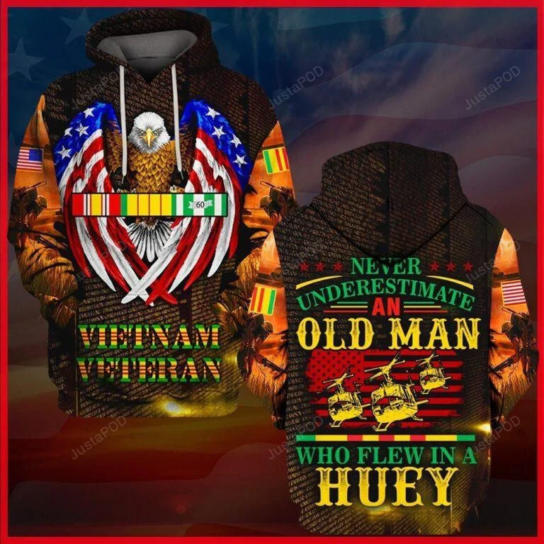 Vietnam Veteran, Never Underestimate An Old Man 3D All Print Hoodie, Zip- Up Hoodie HZ0501