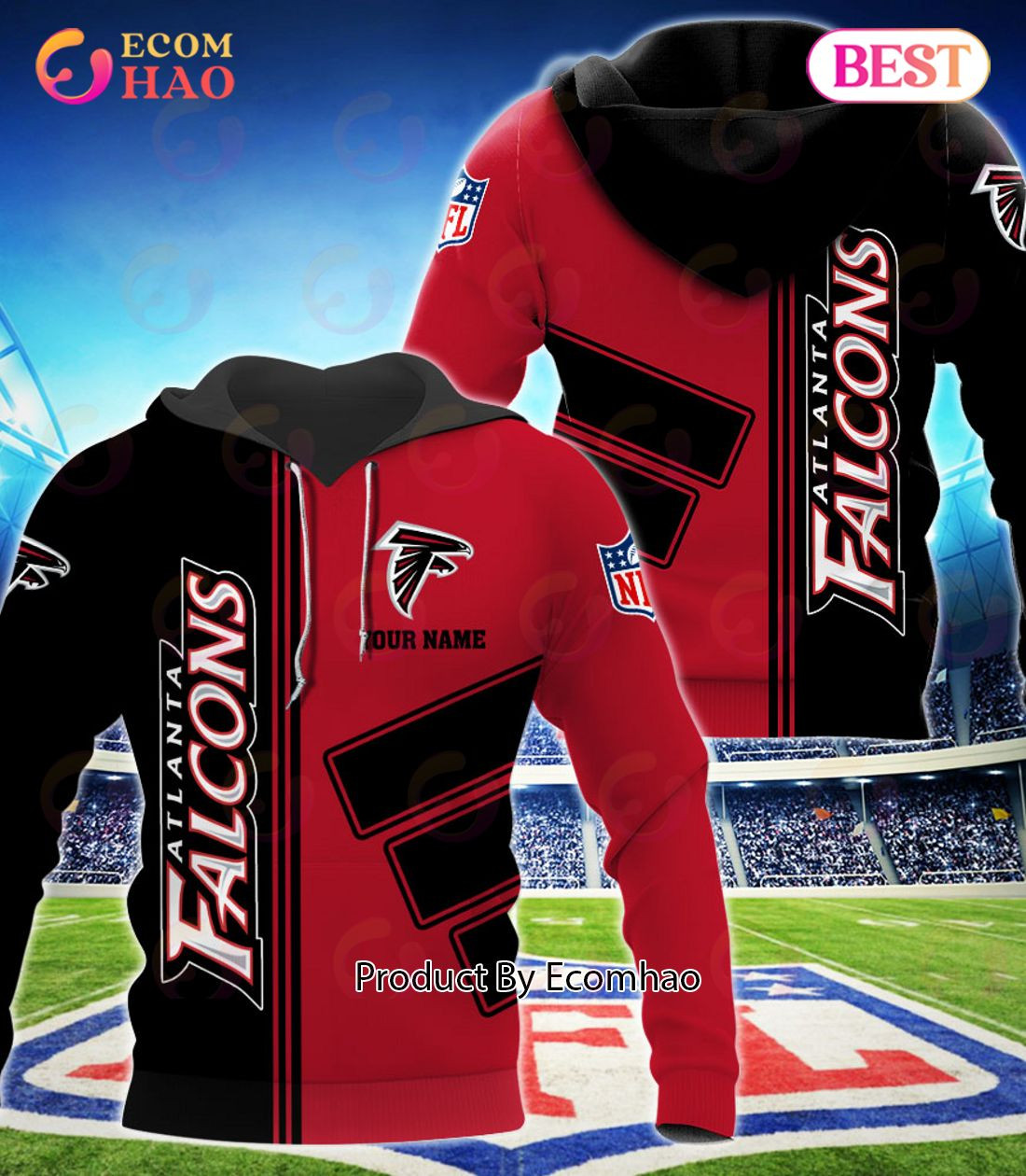 Atlanta Falcons Football Sport 3D Clothings Custom Your Name, Fan Gifts, Zip Hoodie, Man - Women, Warm, Premium Quality HZ0501