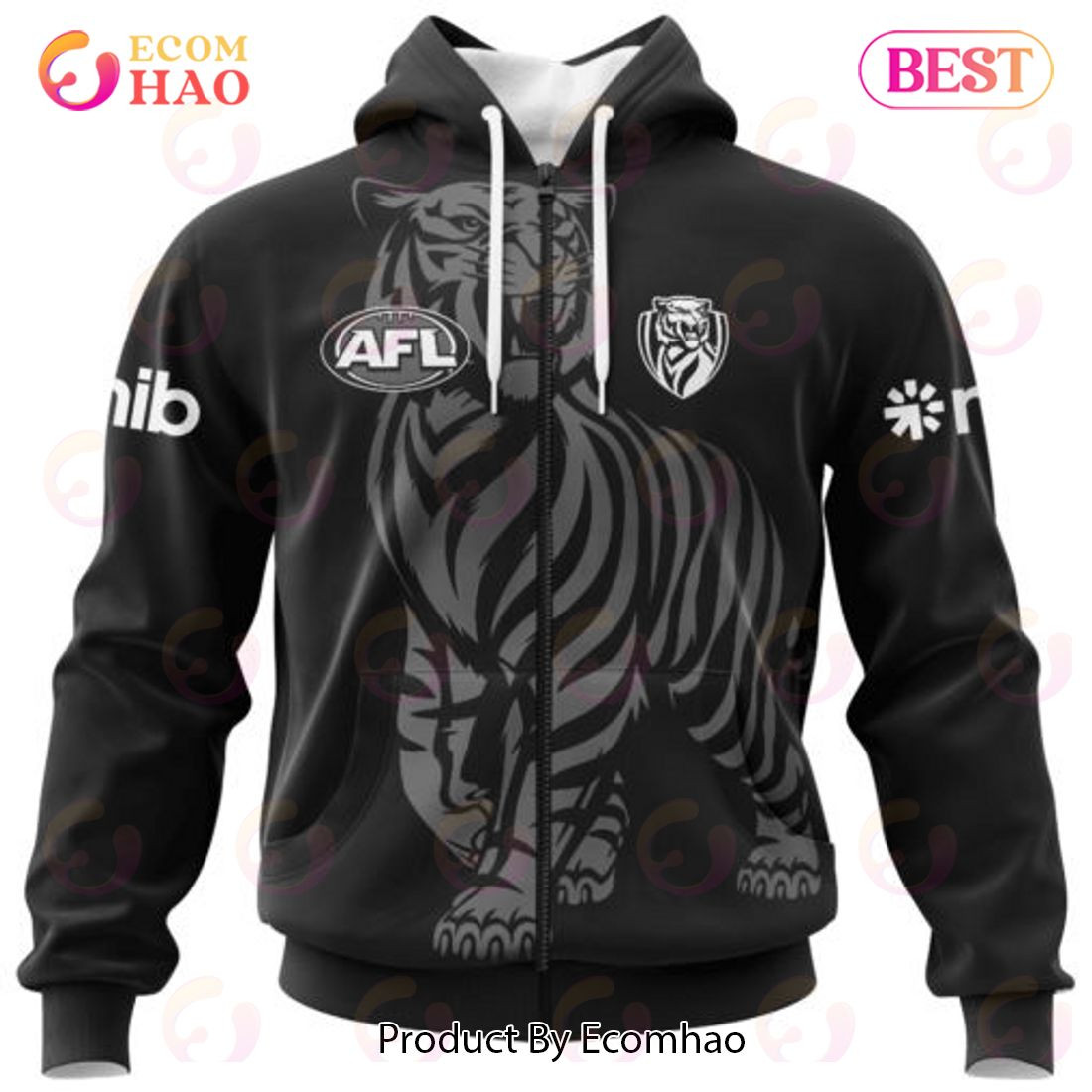 AFL Richmond Tigers Special Monochrome Design 3D Hoodie, Zip Hoodie, Man - Women, Warm, Premium Quality HZ0501