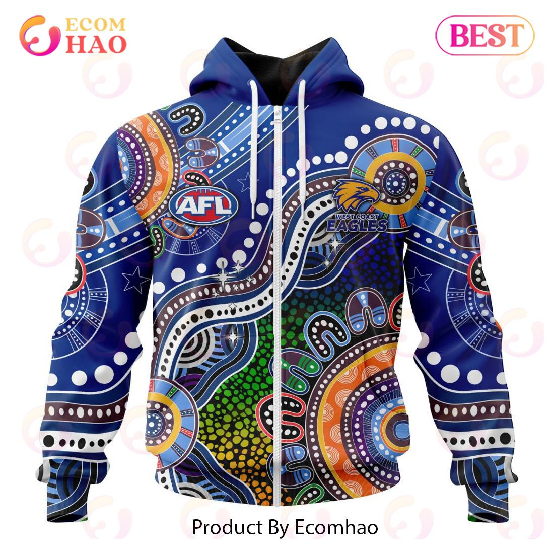AFL West Coast Eagles Special Indigenous Design 3D Hoodie, Zip Hoodie, Man - Women, Warm, Premium Quality HZ0501
