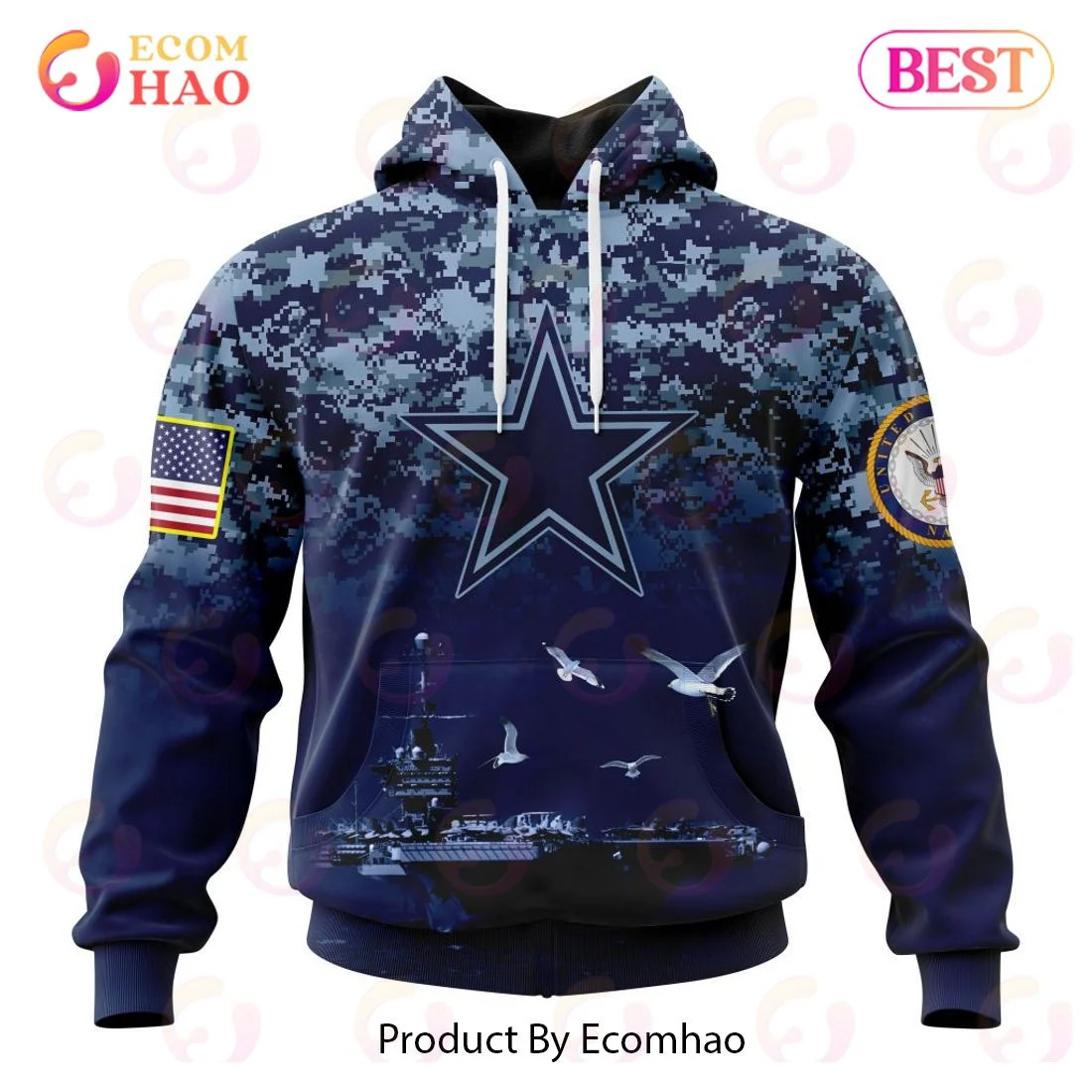 Best Dallas Cowboys Honor US Navy Veterans All Over Print Hoodie, Zip Hoodie, Man - Women, Warm, Premium Quality HZ0501