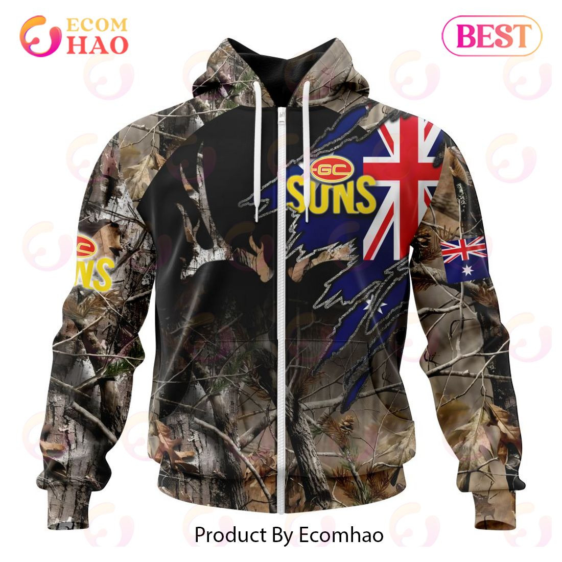 AFL Gold Coast Suns Special Camo Realtree Hunting 3D Hoodie, Zip Hoodie, Man - Women, Warm, Premium Quality HZ0501