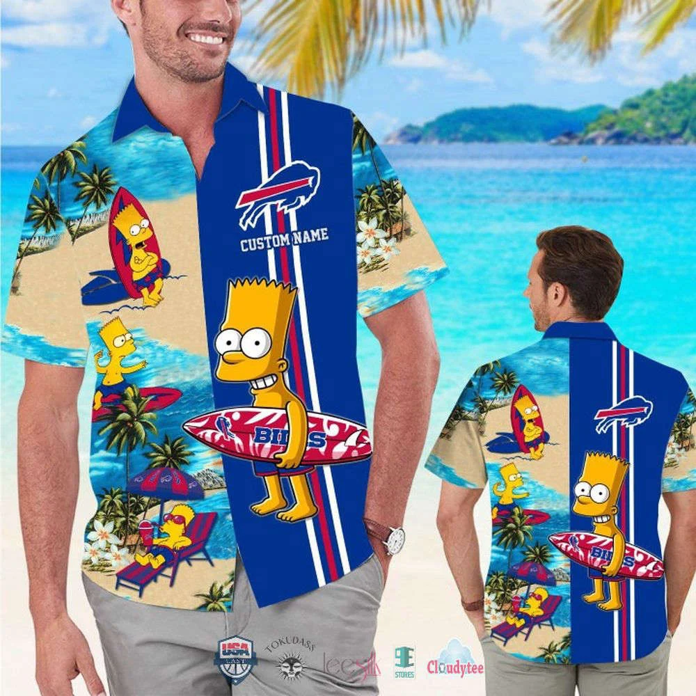 Custom Name Buffalo Bills Bart Simpson Hawaiian Shirt For Men Women HW0601