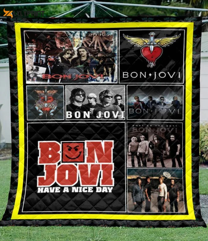 Bon Jovi Rock Band Fan Gift, Bon Jovi Have A Nice Day Quilt Blanket , Soft Quilt, King Size, All Season Cozy Quilt QB0901