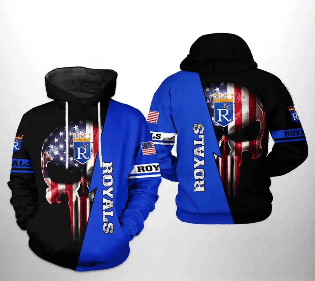 Kansas City Royals US Flag Skull 3D Zip Hoodie – Official AOP Shirt HZ0501