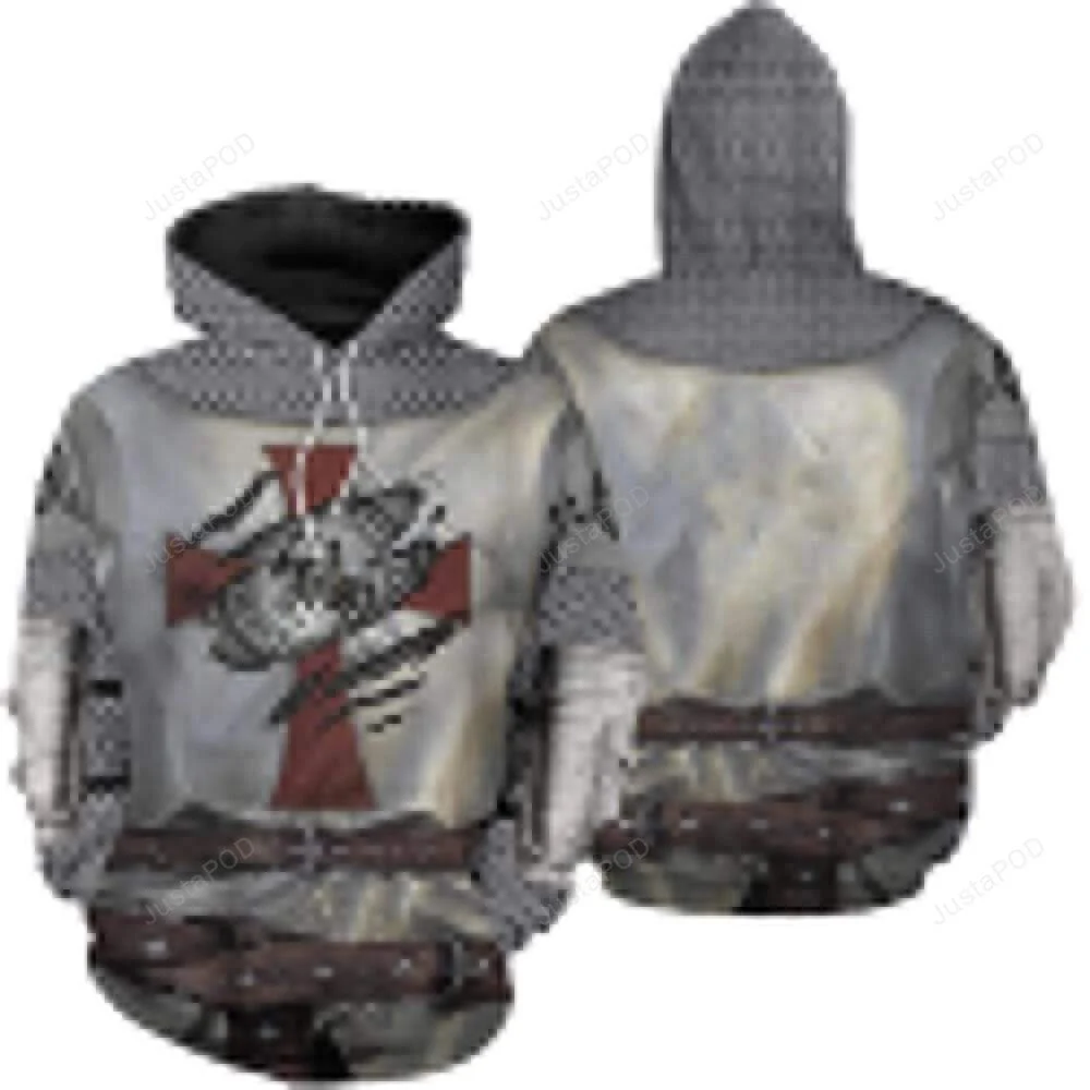 Warrior Knights Templar Armor Medieval Soldier 3D All Print Hoodie, Zip- Up Hoodie HZ0501