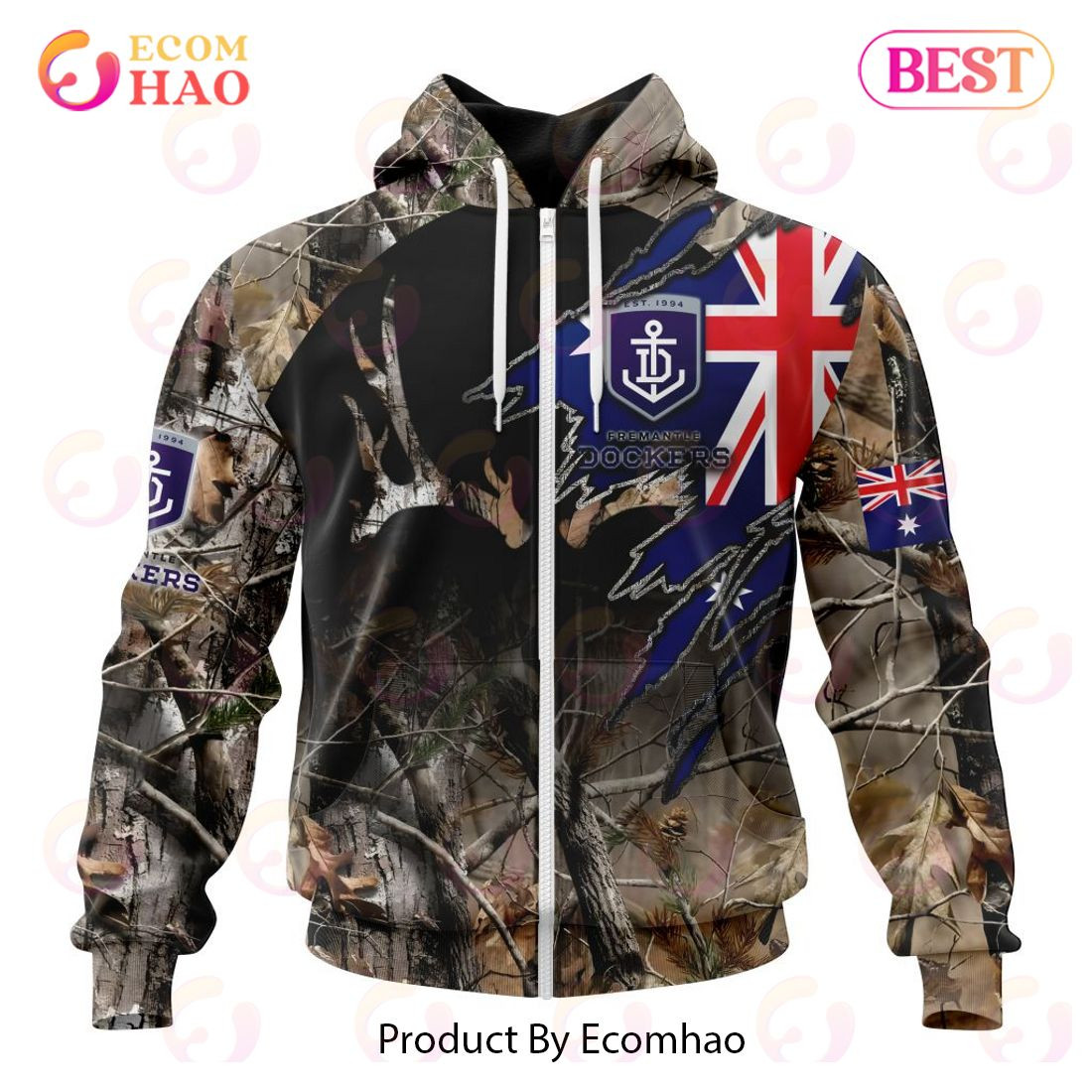 AFL Fremantle Dockers Special Camo Realtree Hunting 3D Hoodie, Zip Hoodie, Man - Women, Warm, Premium Quality HZ0501