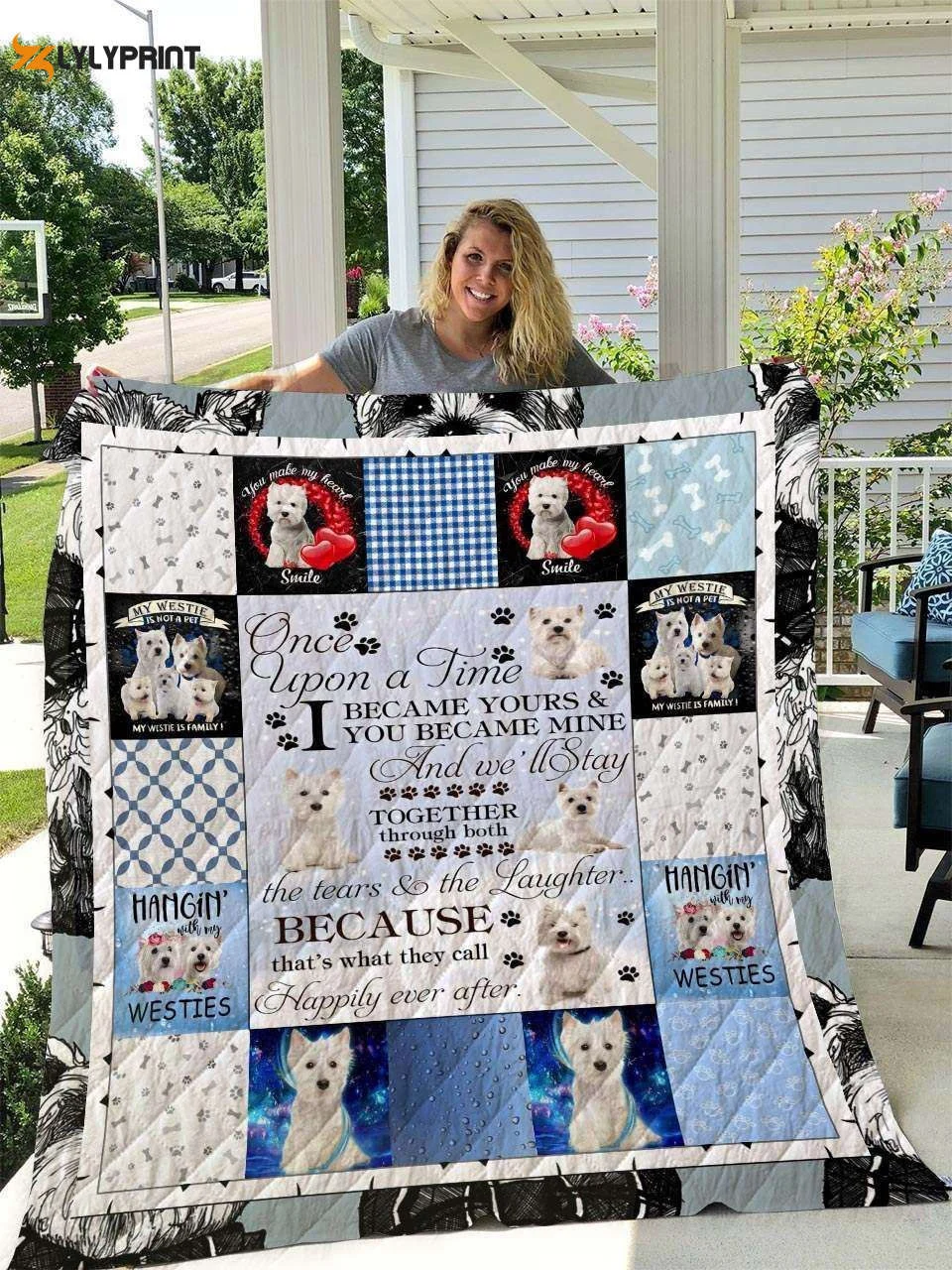 West Highland White Terrier Once Upon A Time Lover 3D Customized Quilt ,  Soft Quilt, King Size, All Season Cozy Quilt QB0901