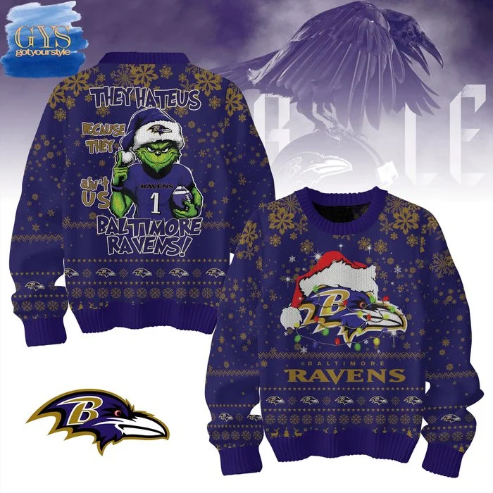 Baltimore Ravens They Hate Us Christmas Sweater , Cozy Soft Unisex Pullover SW0601