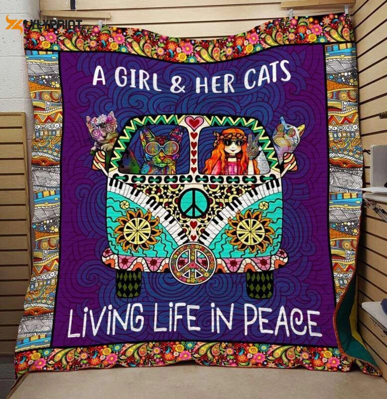 A Girl And Her Cats 3D Customized Quilt ,  Soft Quilt, King Size, All Season Cozy Quilt QB0901