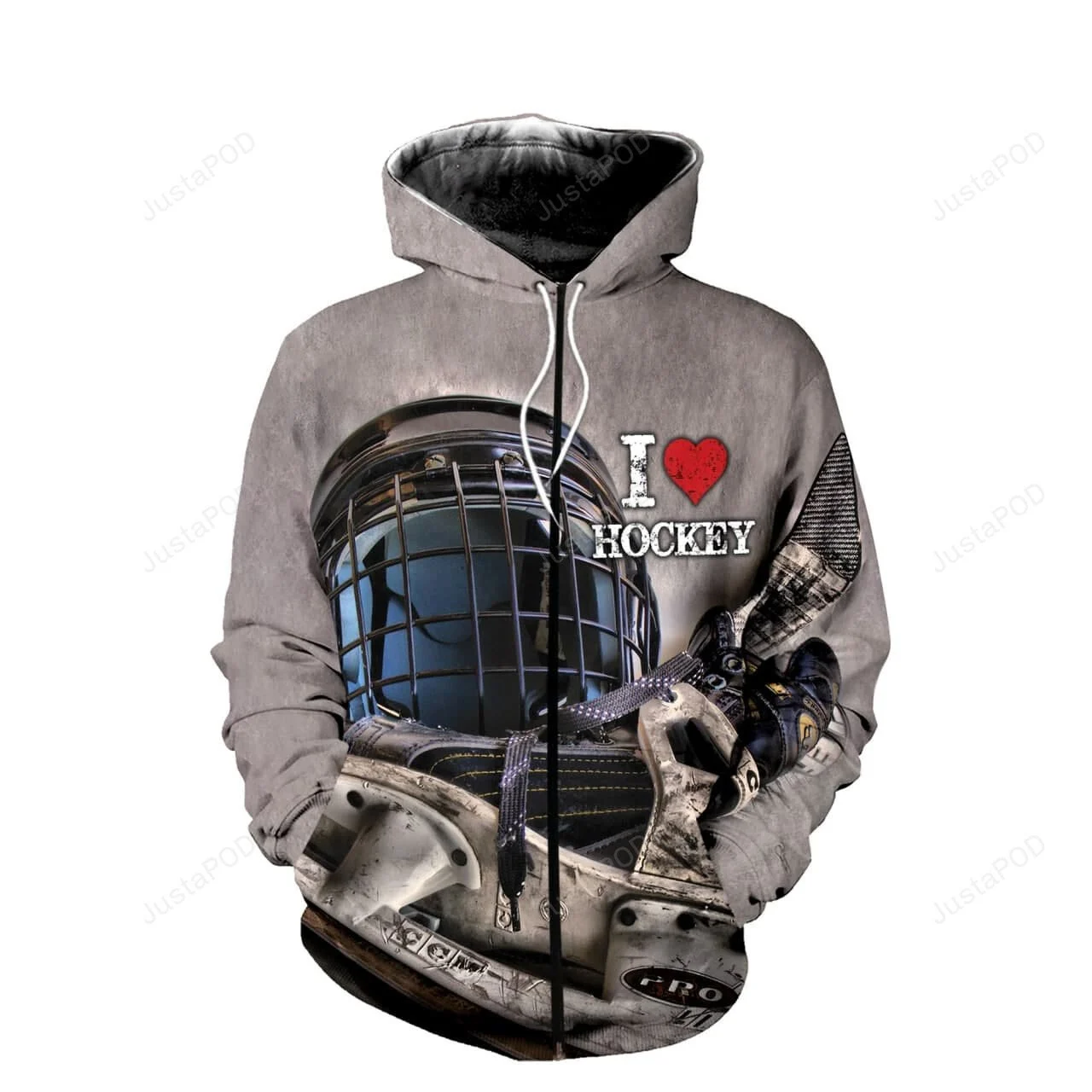I Love Hockey Vintage 3D All Print Hoodie, Zip- Up Hoodie HZ0501
