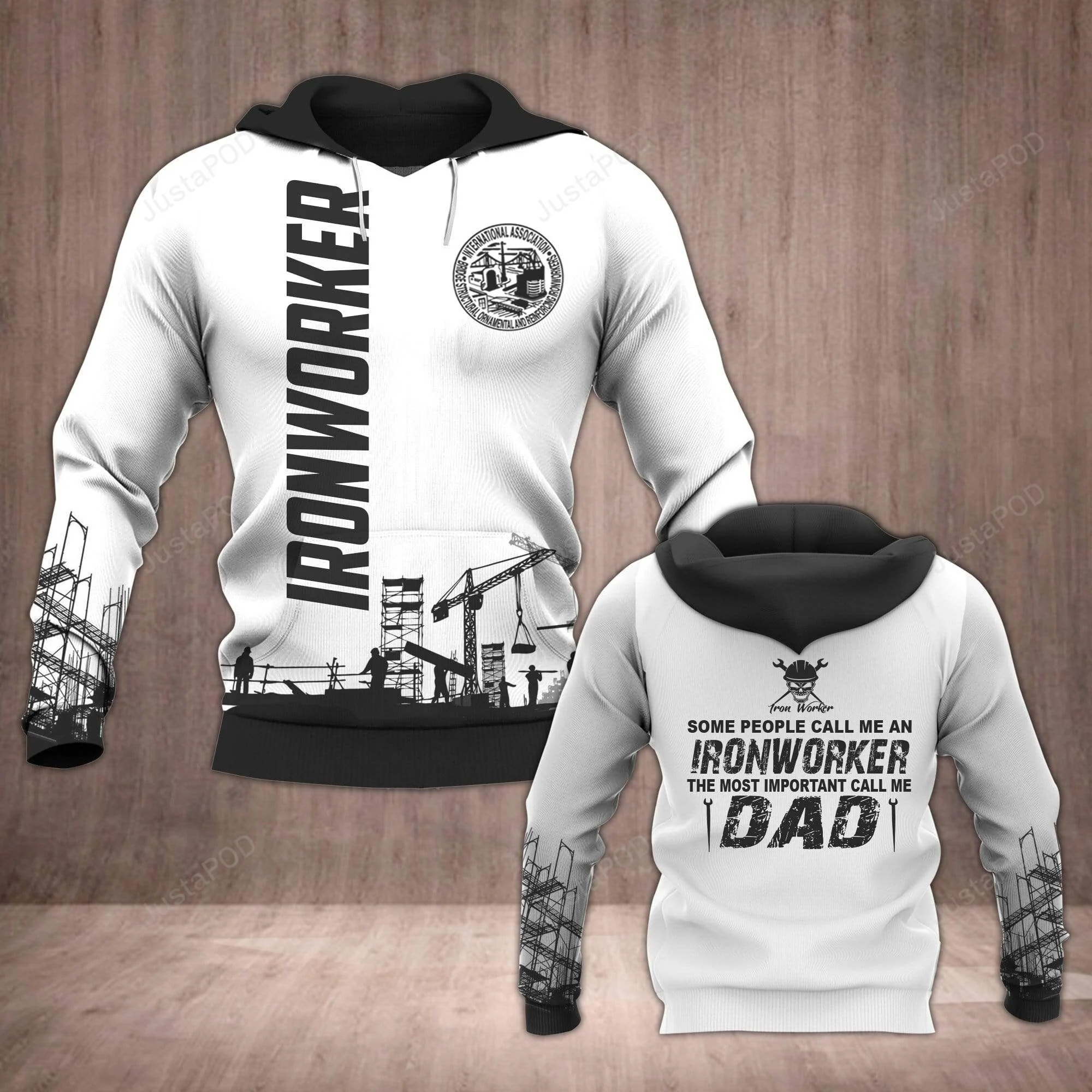 B&W Ironworker Dad 3D All Print Hoodie, Zip- Up Hoodie HZ0501