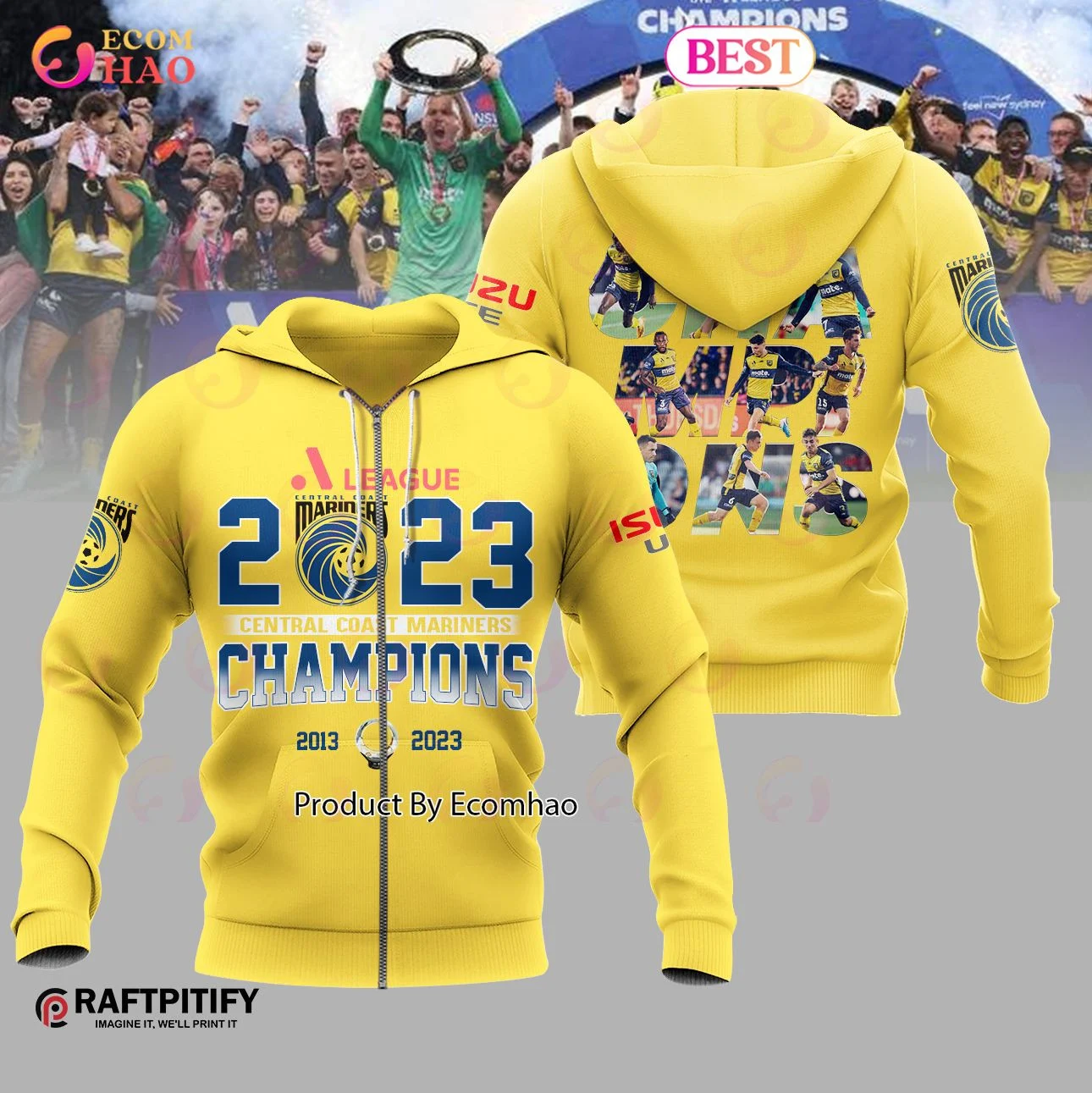 2023 Central Coast Mariners Champions Champions 3D Hoodie, Zip Hoodie, Man - Women, Warm, Premium Quality HZ0501