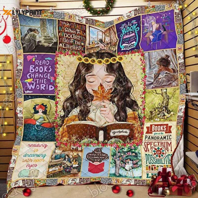 Just A Girl Who Loves Books 3D Customized Quilt , Soft Quilt, King Size, All Season Cozy Quilt QB0901