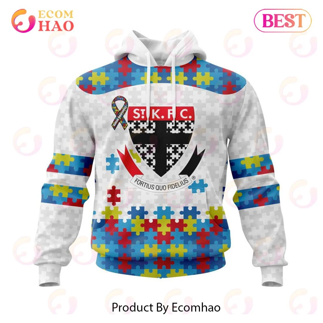 AFL St Kilda Football Club Autism Awareness Personalized Name & Number 3D Hoodie, Zip Hoodie, Man - Women, Warm, Premium Quality HZ0501