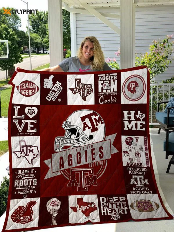 Texas A&M Aggies Quilt Blanket For Fans Home Decor Gift (2a) ,  Soft Quilt, King Size, All Season Cozy Quilt QB0901