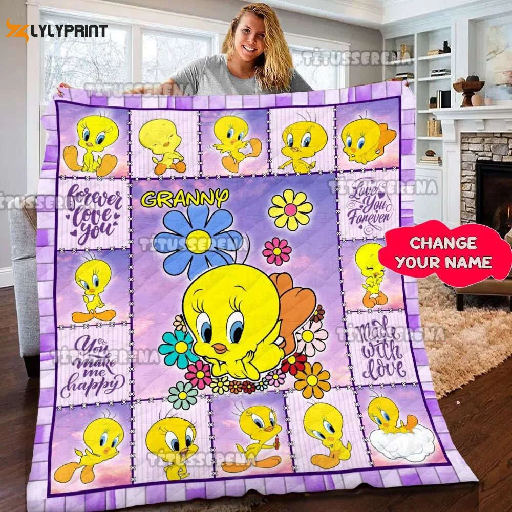 Tweety Bird 2 Quilt Blanket For Fans Home Decor Gift , Soft Quilt, King Size, All Season Cozy Quilt QB0901