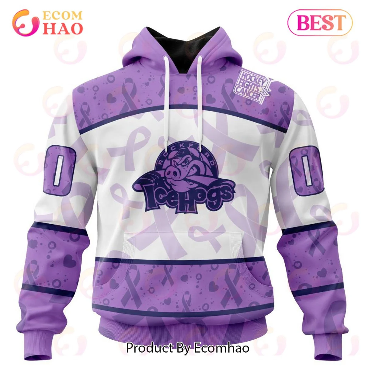 AHL Rockford IceHogs Special Lavender Fight Cancer 3D Hoodie, Zip Hoodie, Man - Women, Warm, Premium Quality HZ0501