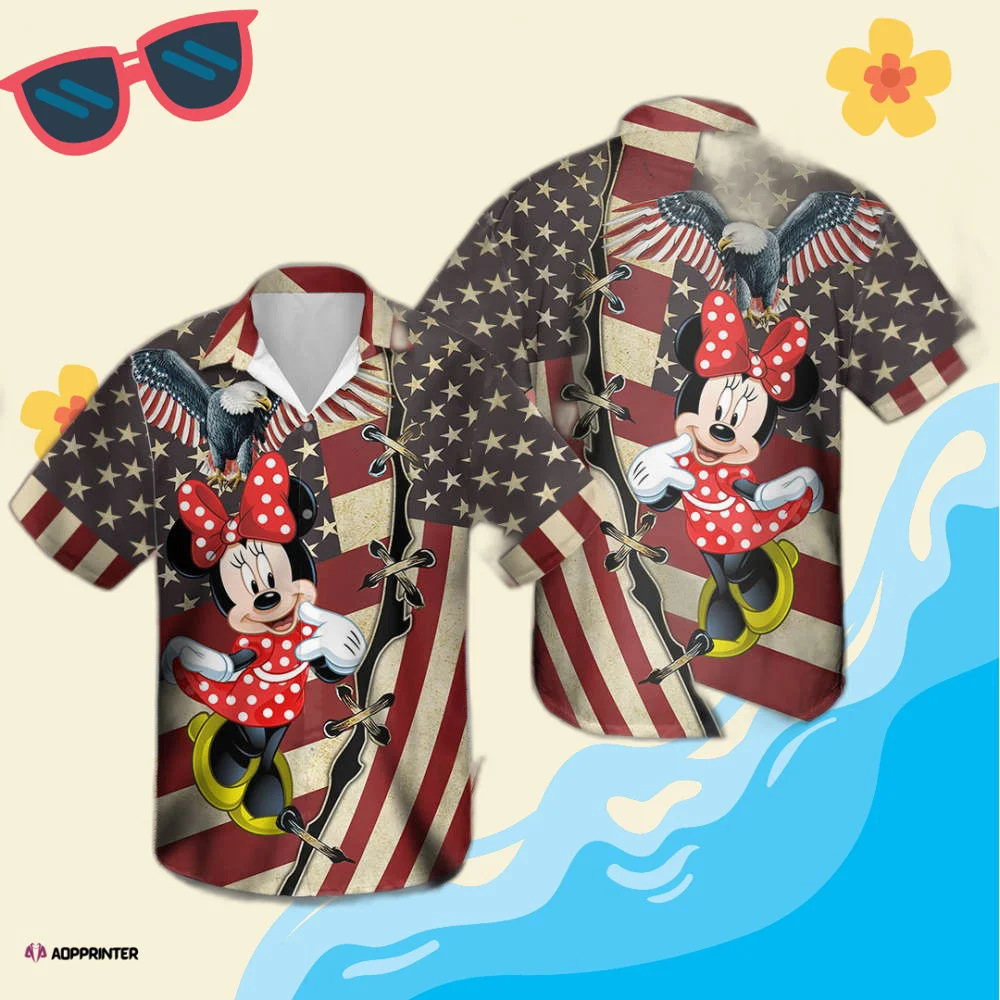Minnie Mouse Hawaiian shirt 4th July US Flag HW0601