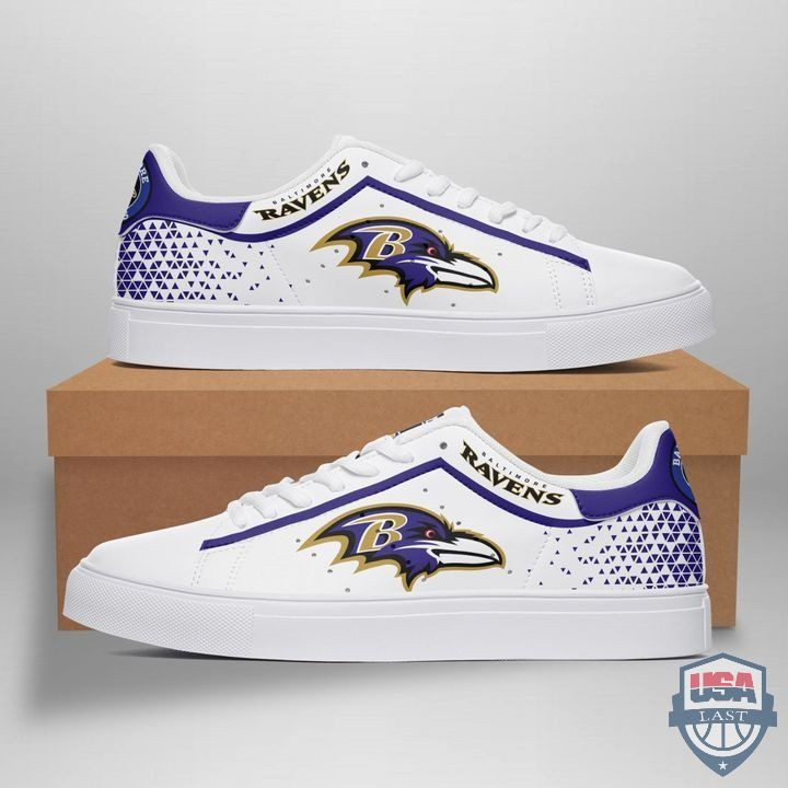 NFL Baltimore Ravens White Stan Smith Shoes for Women and Men, Trendy Style Sneakers ST0801